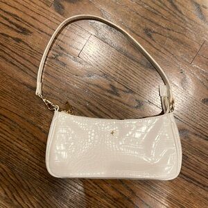 Peta + Jain shoulder bag | vegan embossed croc | white